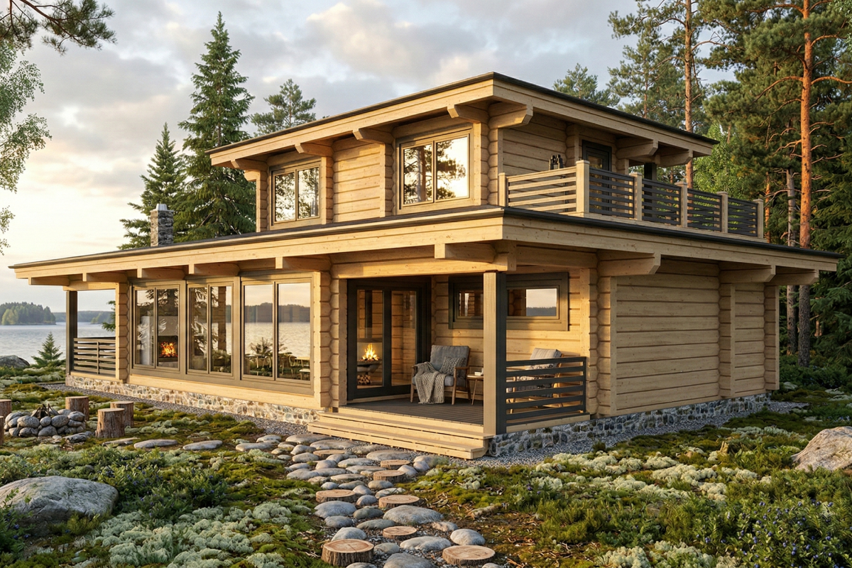 Красивый дом из лафета — реальный объект WoodHouse